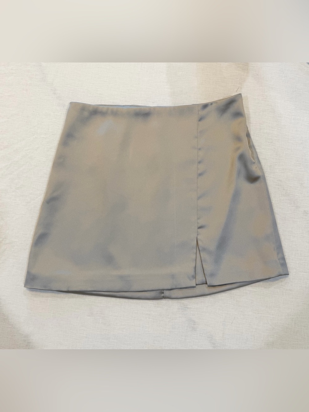 Silver Silk Mini Skirt with Slit | wild fable | small